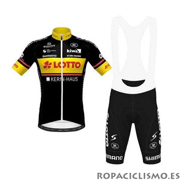 2020 Maillot Lotto-kern Haus Tirantes Mangas Cortas Negro Amarillo